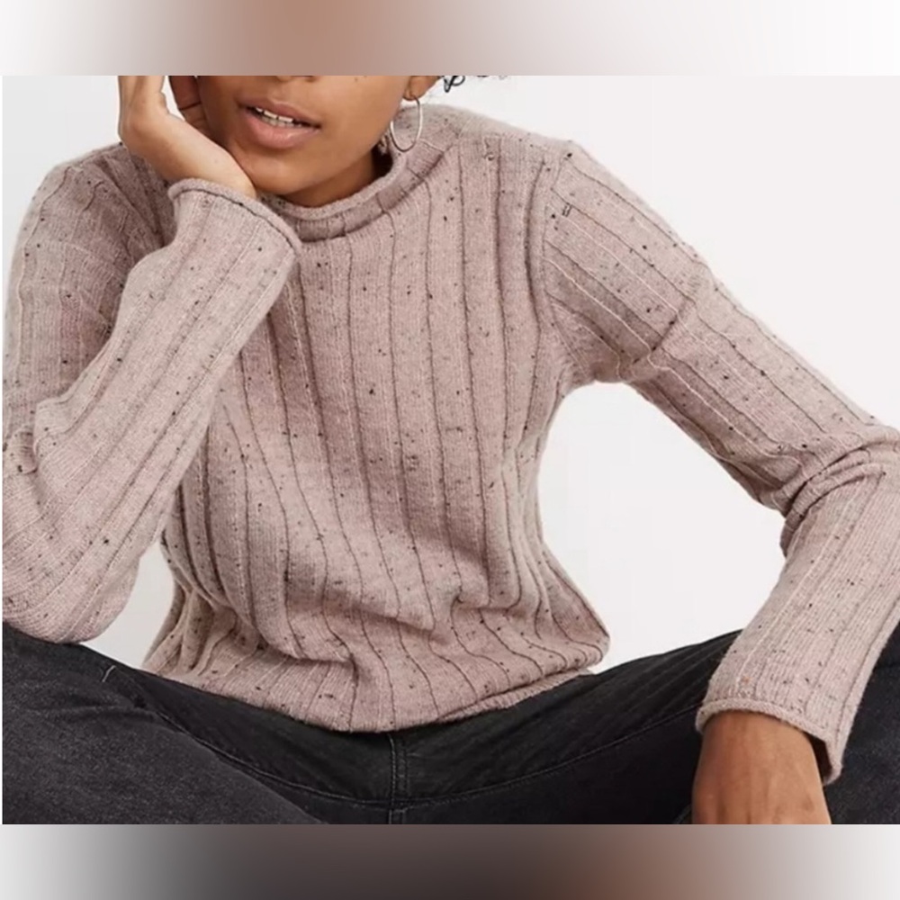 Madewell Ribbed Mock Neck Wool Blend Sweater Size XL